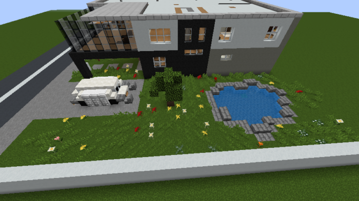 minecraft-house_108 現代建築 をマイクラでおしゃれに作れる！現代建築講座【設計図】